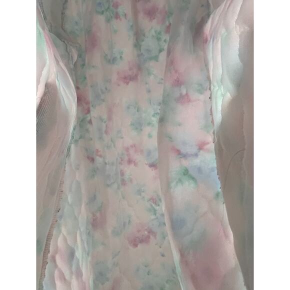 Vtg Leisure Life Quilted Robe Pink Blue Floral Sz XL Cottage Country Look - Picture 7 of 10